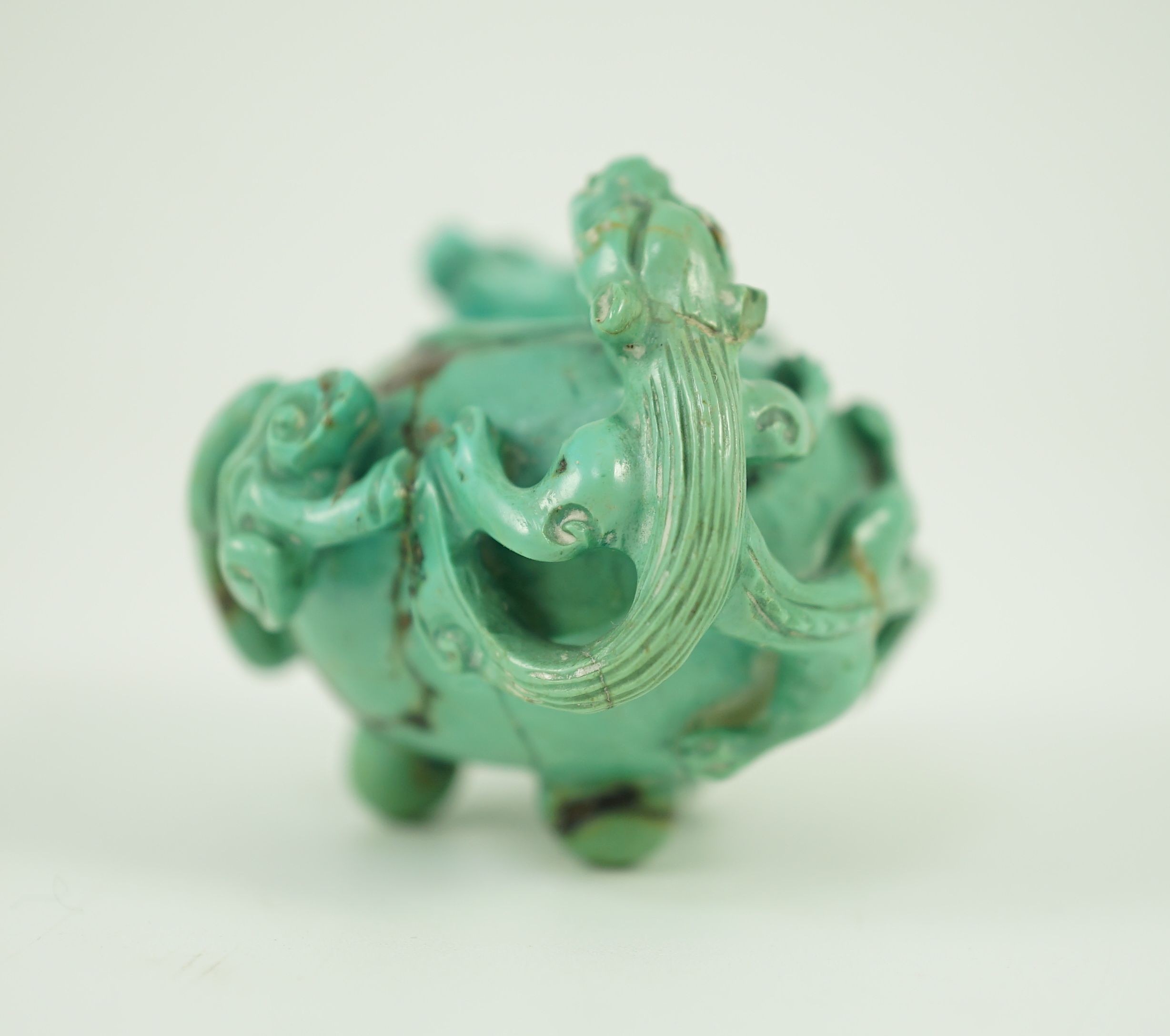 A small Chinese turquoise matrix waterpot, 18th/19th century 5.3 cm wide